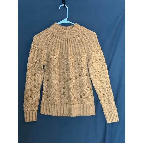Madewell Stitch_Mix Mockneck Sweater, Brown, Small, MA757, Fall, Wool - Picture 1 of 11